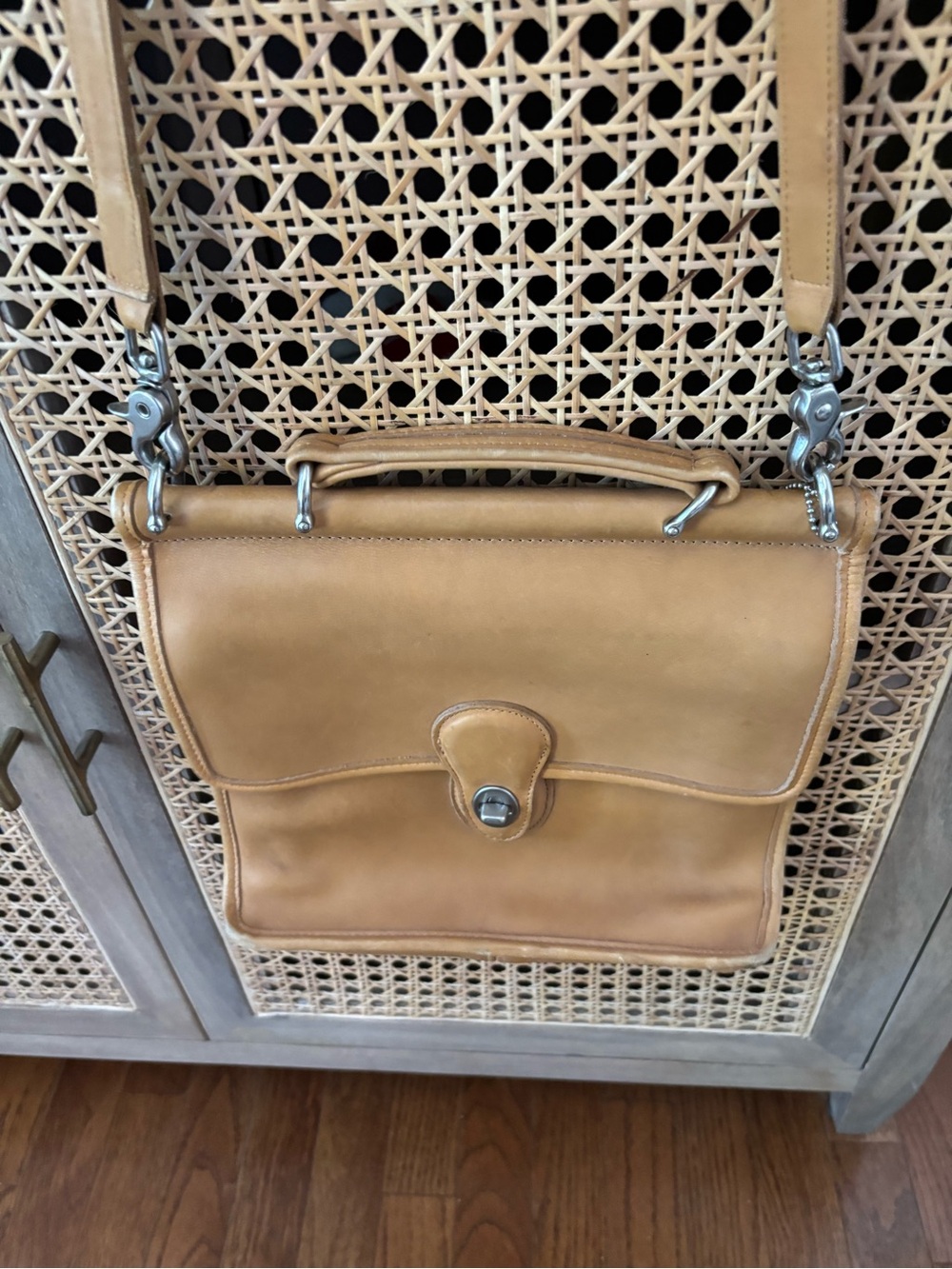 Coach camel  Leather Structured Satchel Shoulder Bag